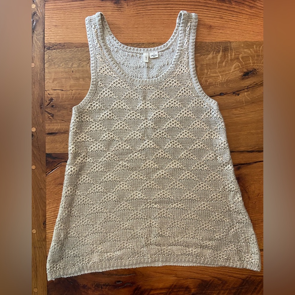 Anthropologie Moth Gold Sweater, Wear Alone, As a Vest or Layered, Size Medium
